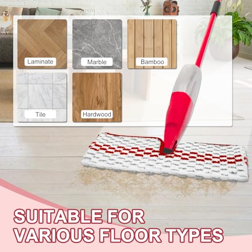 Spray Mop Pads Compatible with Promist Max - Reusable Mop Refills for Oceda Promist Max, Microfiber Double Sided Usable Dry Wet Floor Cleaning (6 Pack Red) - color: 6 Packs Red