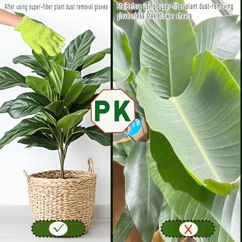 Leaf Cleaning Tongs |Microfiber Gloves for Plant Dusting Gentle Leaf Shine Comes with 2 Removable Sleeves and and 1 Garden Shear
