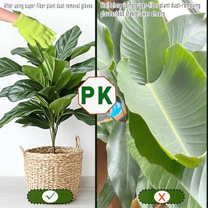Leaf Cleaning Tongs |Microfiber Gloves for Plant Dusting Gentle Leaf Shine Comes with 2 Removable Sleeves and and 1 Garden Shear