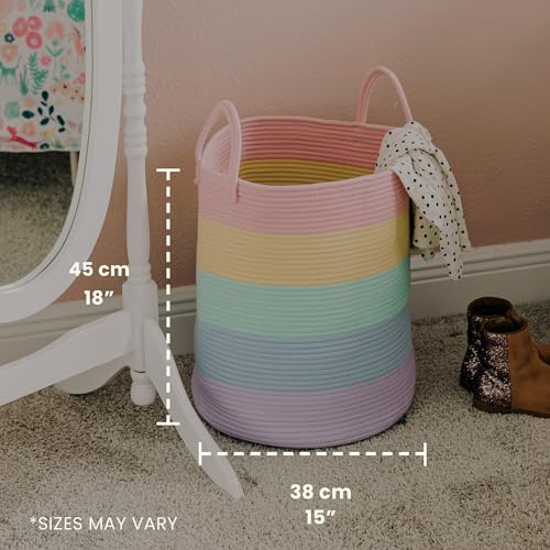 OrganiHaus Rainbow Laundry Basket & Hamper, Nursery Playroom 52L - color: Rainbow Pastel, size: Tall