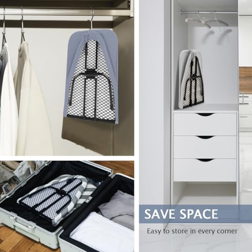 SheeChung Small Ironing Board 12"x32",Mini Ironing Board with Metal Mesh - style: Grey Blue-32x12