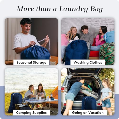 Handy Laundry XL Nylon Laundry Bag 22"x32", Heavy Duty, Navy Blue - color: Navy Blue, size: 22" x 32"