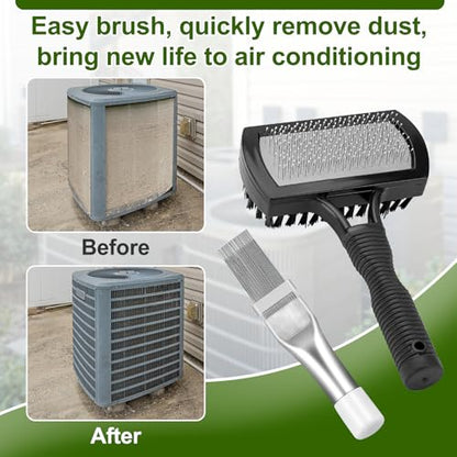 Cenipar Air Conditioner Coil Cleaning Brush Fin Comb Straightener 2 PCS Include Dual-Sided HVAC Coil Cleaning Brush and Metal Radiator Fin Comb for Air Conditioner Condenser - color: Black