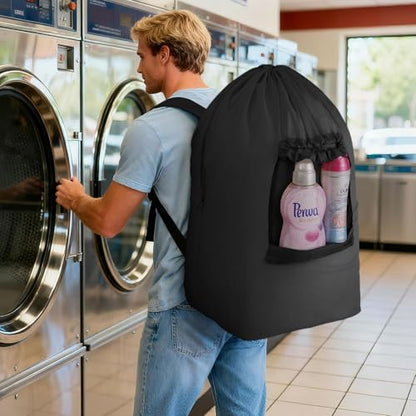 Lifewit Laundry Bag Backpack Travel, 105L, Black - color: Black, size: 105L