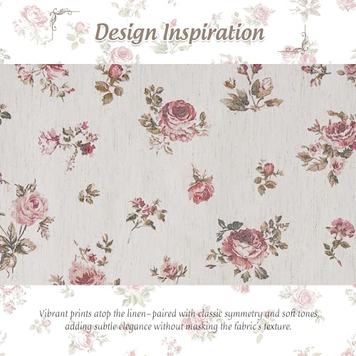 StangH Linen Red Floral Roman Shades with Magnets, W32 x L64, 1 Panel - color: Rose Red, size: 32"W x 64"H