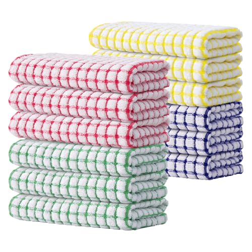 Kitinjoy Cotton 12 Pack Terry Kitchen Towels, Multiple Colour - color: Mixed Color, size: 16 X 25 - 12 Pack