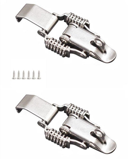 Stainless Steel 304 All in one Double Spring Locking Latch with Lock Hole ，hasps Chest Toggle Catch Clasp Furniture Hardware Accessories w/Screws (L) - size: Large