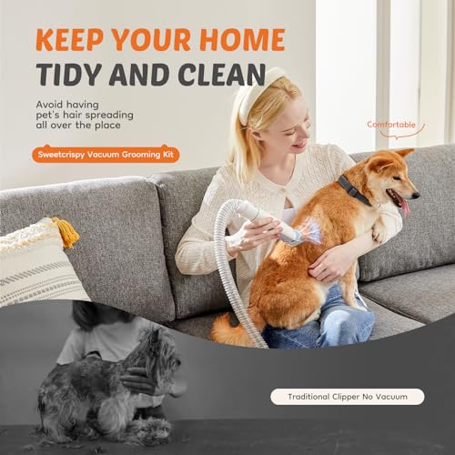 NEWBULIG Pet Grooming Vacuum Kit for Cats and Dogs, 3 Suction Modes - color: White, size: 13.2"×5.9"×8.1"