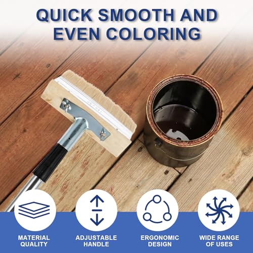 2 Pack Deck Stain Brush Set with 67" Extension Pole, 6.88" Wide Deck Brush - style: 2pcs