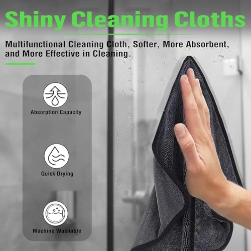 Deedlite Bath Wipes Shower Cleaning Cloths, Premium Car Drying Towel | Ultra Absorbent Twisted-Loop Design| Microfiber Towel for Car, Shower Cabin, Household - color: 3pack, size: 15.75*15.75 INCH