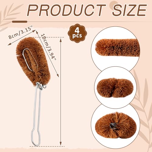 Sawysine Tawashi 100% Natural Coconut Coir Fiber Brush with Handle