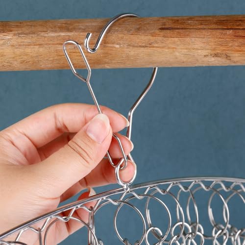 1pcs Stainless Steel Clothes Drying Hanger Windproof Rack Clips Sock Laundry Airer Hanger Underwear Holder,6-Clips