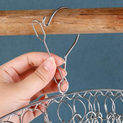 1pcs Stainless Steel Clothes Drying Hanger Windproof Rack Clips Sock Laundry Airer Hanger Underwear Holder,6-Clips