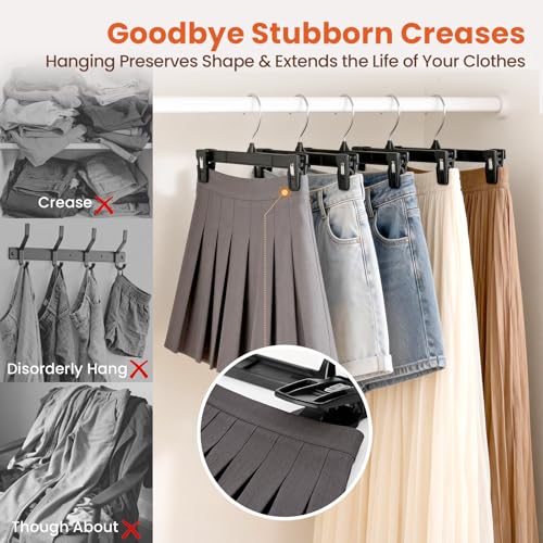 HOUSE DAY Black Pants Hangers with Clips 100 Pack, 12 Inch Skirt Hangers - color: 12"-black, size: 100 Pack