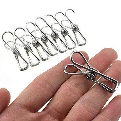 HAHIYO Clothespins Chip Clips All Metal Stainless Steel No Rust Stains Strong Grip in Heavy Wind 1.7 Inches 30 Pack Small Do Not Fall Apart Open Wide for Holding Clothes Snack Bag Clamps - size: 1.7 inch 30 Pack