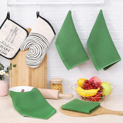 Homaxy 100% Cotton Waffle Weave Kitchen Dish Cloths 8-Pack, Grass Green - color: Grass Green, size: 12 X 12 - 8 Pack