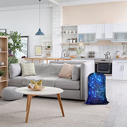 Swono Galaxy Night Drawstring Closure Dirty Clothes Bag Organizer, Heavy Duty Large Laundry Bag, Stars Blue Magical Universe Outer Space Nebula Constellation Rip-Stop Bags for Camp Travel - color: Galaxy Night