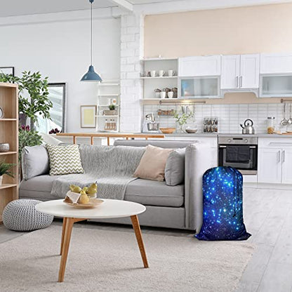 Swono Galaxy Night Drawstring Closure Dirty Clothes Bag Organizer, Heavy Duty Large Laundry Bag, Stars Blue Magical Universe Outer Space Nebula Constellation Rip-Stop Bags for Camp Travel - color: Galaxy Night