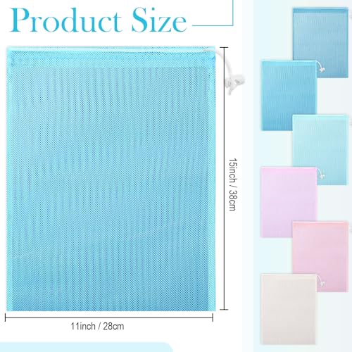 Frienda 6 Pack Mesh Drawstring Bags 11x15 Inch for Toys,Rainbow Color - color: Macaron Color