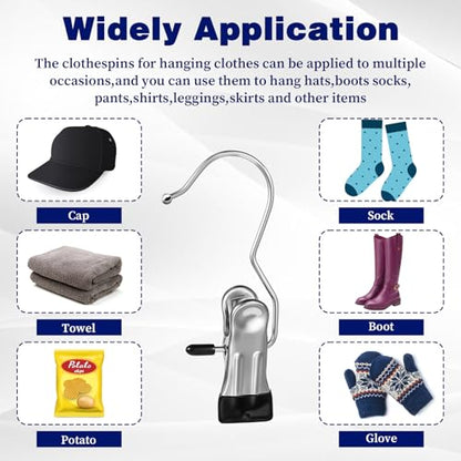 Kifmurase 200Pcs Boot Hangers Clips, Laundry Hooks, Clothes Pins, Closet Hanger Organizer Clamps, Socks Towel Clips, Heavy Duty Clothespins, Bulk Clothes Hangers for Closet Travel Pants Socks