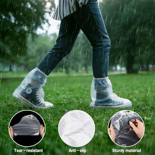 20Pcs(10 pairs) Thickened Waterproof Shoe Covers for Rain, Clear Rain Shoe Covers, One Size Fits Most - color: Clear, size: 10P M Adults