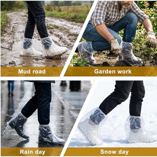 20 Pcs Waterproof Shoe Covers for Rain, Non-Slip Disposable Rain Shoe Covers, Plastic Shoe Ponchos, Thickened PE Material Boot Covers for Men and Women (Clear) - color: 20pcs(adults)-clear