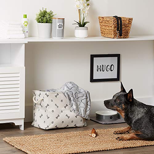 Bone Dry Pet Storage Collection Paw and Bone Print, Medium Rectangle, 16x10x12, Gray - color: Gray, size: Medium Rectangle, 16x10x12"