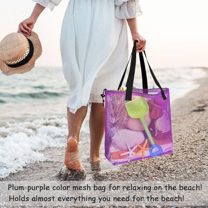 4PCS Large Mesh Beach Tote Bags With Drawstring For Swim,Travel,Poolside - color: Color~2