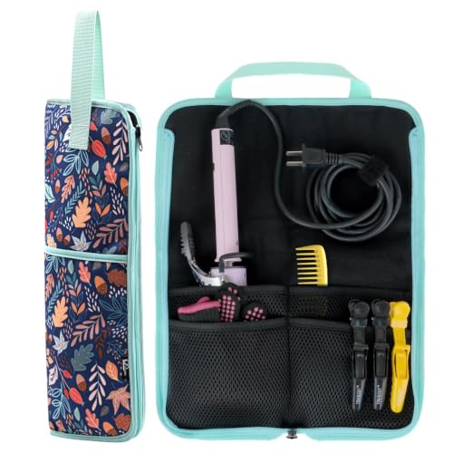 WK IEASON Curling Iron Travel Case Heat Resistant Hair Tools Travel Bag - color: Floral print-Fabric bag