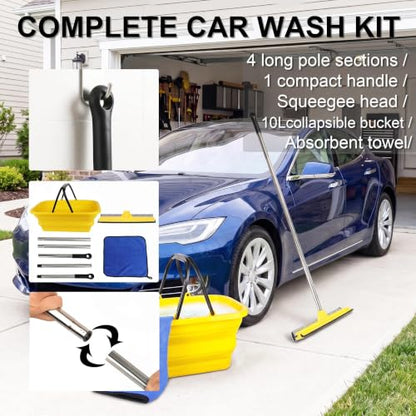 Window Cleaning Kit with 10L Collapsible Bucket - color: Yellow