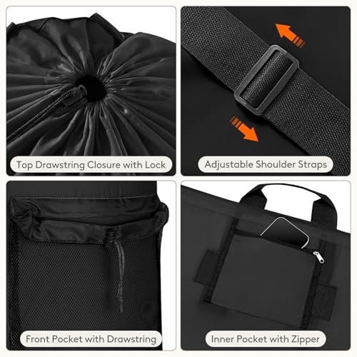 Lifewit Laundry Bag Backpack Travel, 105L, Black - color: Black, size: 105L