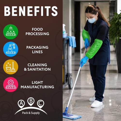 ABC PACK & SUPPLY Disposable Arm Sleeves, 18 Inch PE Arm Covers, Sleeve Covers with Elastic Ends for Food Processing - color: Green, size: 2000 Pack