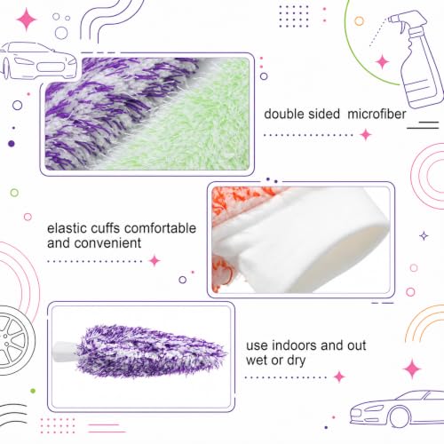 Tallew 5 Pcs Microfiber Car Wash Mitt for Car Washing 7 x 11 Inch, Colorful - color: Colorful