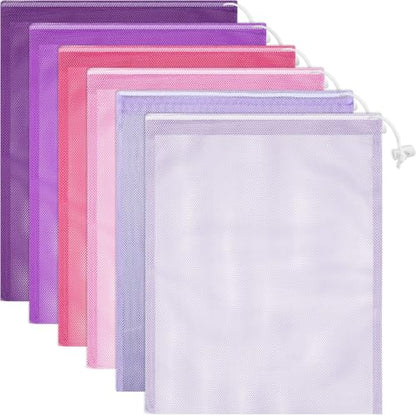 Frienda 6 Pack Mesh Drawstring Bags 11x15 Inch for Toys,Gradient Purple - color: Gradient Purple