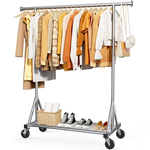 Sakugi Stainless Steel Clothes Rack Mesh Shelf, 42.5x16.5x65.9, Silver - color: Silver, size: 42.5" x 16.5" x 65.9"(1 Rod)