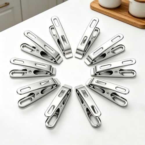 50 Pack Clothes Pins, Stainless Steel Clothespins Metal Clothes Pegs Laundry Pins Heavy Duty for Outdoor Home Kitchen Travel Office - color: Silver-b