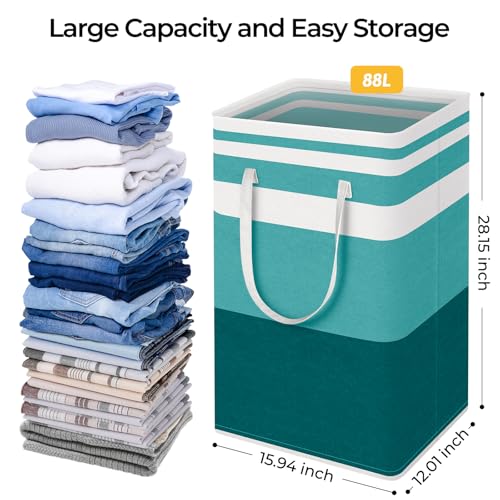 HomeHacks 2 Pack Large Laundry Baskets, Laundry Hampers Bags (Green 88Lx2) - color: Green, size: 88L