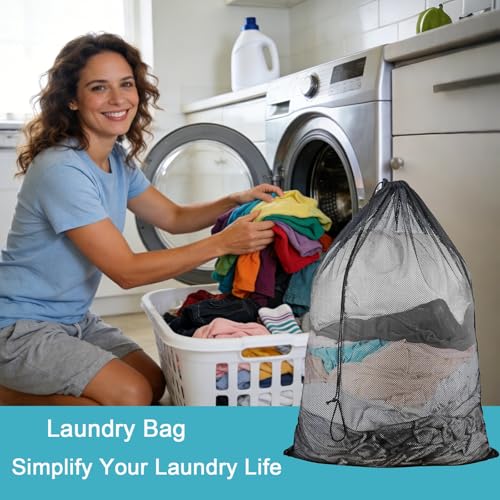 Mesh Laundry Bag, 24"x35", Black - color: Black-N