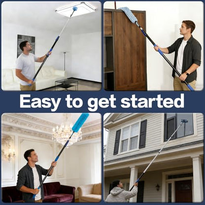 26FT High Reach Duster Cleaning Kit with 5-20 FTExtension Pole - size: 20FT