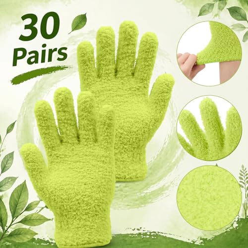 Shyyween 30 Pairs Microfiber Plants Dusting Gloves, Indoor Leaf Clean Mitt
