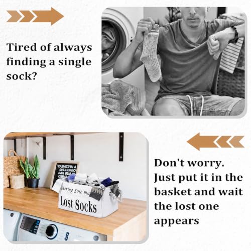 Lost Socks Basket for Laundry Room, Fabric Missing Sock Holder - color: White