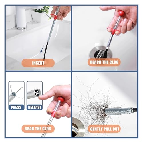 76 Inch Drain Snake Upgraded Ball Knob – Toilet Snake Flexible Grabber Claw for Clog Remover & Pick Up Items