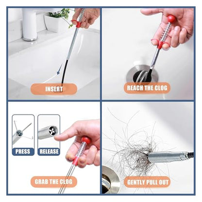 76 Inch Drain Snake Upgraded Ball Knob – Toilet Snake Flexible Grabber Claw for Clog Remover & Pick Up Items