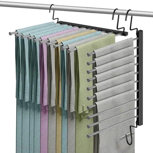 Pants Hangers Space Saving for Closet: 10 Layer Metal Jean Hanger