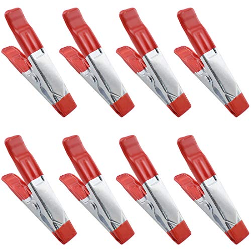 8 PCS 4-Inch Metal Spring Clamps Heavy Duty Tent Clips for Woodworking Camping (OZXNO,Maximum Opening 3.5CM) - size: 4Inch-8Pack