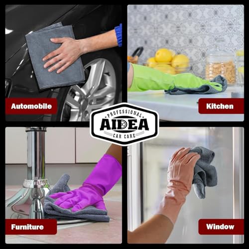AIDEA Microfiber Cleaning Cloth Grey 10PK, Microfiber Towels 12"×12" - color: Grey, size: 10PK