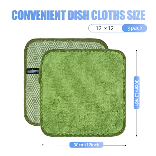 KinHwa Dish Cloths for Washing Dishes with Scrub Side, Microfiber Dish Rags - color: Mixed Colors 1, size: 12inchx12inch