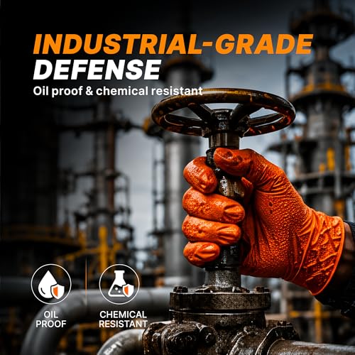 TitanFlex Heavy Duty Industrial Orange Nitrile Gloves, 8-mil, Gloves Disposable Latex Free with Raised Diamond Texture Grip, Powder Free, Rubber Glove, Mechanic Gloves,1000-ct Case (Large) - color: 03 8mil (1000ct), size: Large