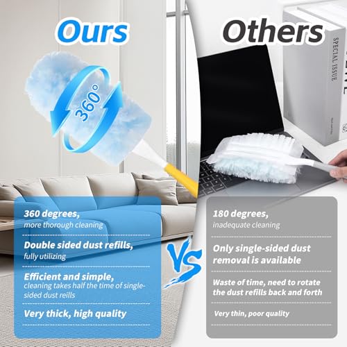 6 ft Duster Extended Handle with 20 Pcs Duster Refill for Swiffer