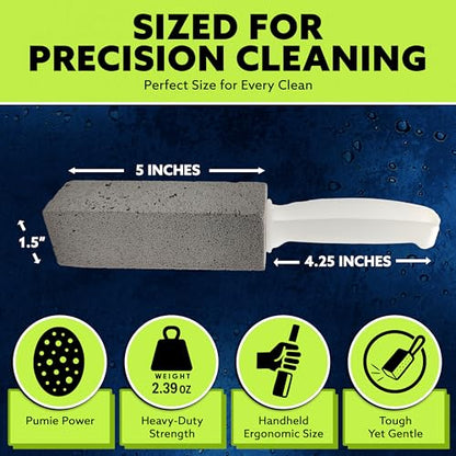 PUMIE Pumice Stone Toilet Bowl Cleaner (1-Pack) - Heavy Duty Scouring Stick for Toilet - Pumice Stone for Cleaning Rings, Bowls, Hard Water Stains, Lime, Rust, Sink - Includes Handle for Easy Use - size: 1 Count (Pack of 1)